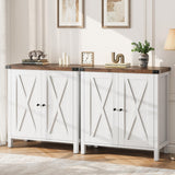 Garvee Sideboard mit 2 Türen, 2er-Set, verstellbare Regale, für Wohnzimmer und Esszimmer, Weiß-Braun - Weiß-Braun