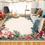 Garvee Waschbarer Rutschfester Weihnachts Teppich Für Wohnzimmer Schlafzimmer Küche, 160x230 cm, Weich Kurzflor - Weihnachtsmann