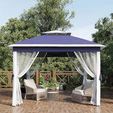 Garvee Pop Up Pavillon 335×335 cm, Mit Moskitonetz, Wasserdicht, UV-Schutz, Höhenverstellbar, Marineblau - Marineblau