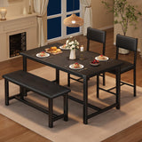 Garvee Essgruppe, 70 × 75 cm, gepolstert, pflegeleicht, korrosionsbeständig, Stahl & MDF, Schwarz - Schwarz