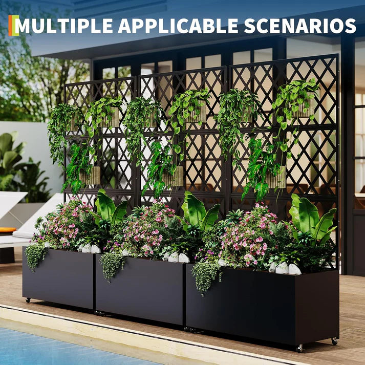 Garvee Hochbeet aus Verzinktem Stahl 180 × 90 × 40 cm – Mit Rankgitter & Sichtschutz, Mobil