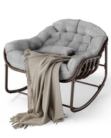 Garvee Papasan Schaukelstuhl Oversized, Gepolstertes Kissen, Für Wohnzimmer, Veranda, Garten & Terrasse - Dunkelgrau