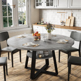 Garvee Runder Esstisch 119 cm für 4–6 Personen, Küchentisch mit Stauraum, Robuster Metallrahmen & Holzoptik-Tischplatte, Esszimmertisch für Küche & Esszimmer, Grau - Grau