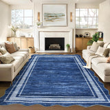 Garvee Großer Teppich 120x170cm Waschbar Rutschfest Weich Niedrigflor Navyblau Für Wohnzimmer Schlafzimmer Büro