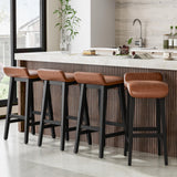 Garvee Barhocker 4er-Set, 66,5 cm Sitzhöhe, mit Fußstütze, Holz, Braun, mit Rückenlehne, gepolstert - Braun