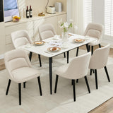 Garvee Esszimmerstühle 6er-Set, moderne Polsterstühle mit Leinenstoff, Holzbeinen, Beige, mit Rückenlehne, gepolstert - Beige