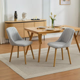 Garvee Esszimmerstühle 2er-Set gepolstert mit Leinen, ergonomische Rückenlehne, Holzbeine, Landhausstil, Grau - Grau