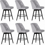 Garvee Moderne Barhocker Set 2 Stück 360° Drehbar Gepolstert Leinenstoff Robuster Eisenfußrest Für Küche Bar Esszimmer