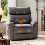 Garvee Extra breiter Relaxsessel Grau aus PU-Leder, Fernsehsessel mit Massage- und Heizfunktion, 69 cm Sitzbreite, 150° Liegefunktion, bis 181 kg belastbar - Grau