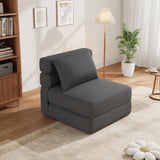 Garvee Schlafsofa aus Leinenstoff mit Hocker, Schlafcouch mit Stauraum, Schaumstoffpolsterung und abnehmbarem Bezug für Wohnzimmer - Dunkelgrau