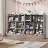 Garvee Kinder Spielzeugregal mit 5 offenen Fächern und 2 Kippboxen, Aufbewahrungsregal mit Kippschutz, 91 × 39 × 108 cm - Grau