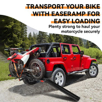 Garvee Motorradträger mit Auffahrrampe, 227 kg Tragkraft, Schwerlast Stahl Heckträger für 5 cm Anhängerkupplung, für Motorrad, Dirt Bike und Fahrrad