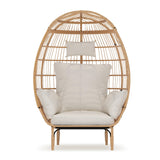 Garvee Freistehender Rattan-Egg-Chair, Freistehender Korbsessel, Beige - Beige