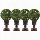 Garvee Künstlicher Buchsbaum-Topiary Ball 16 Zoll Mit Timer & Fernbedienung Für Innen & Außen Dekor, Roter Urnenfuß, UV-Beständiges PE