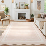 Garvee Großer Teppich 200x290cm Modern Waschbar Rutschfest Weich Niedrigflor Für Wohnzimmer Schlafzimmer Büro Beige