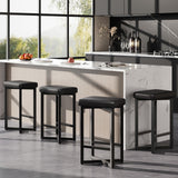 Garvee Barhocker 4er-Set, 62,5 cm, mit Fußstütze, gepolstert, pflegeleicht, PU-Kunstleder, Modern, Schwarz - Schwarz