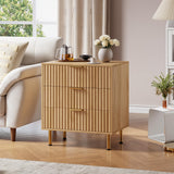 Garvee Badezimmerschrank mit 3 Schubladen, modernes Rillendesign, für Bad und Gäste-WC, Naturholz - Naturholz