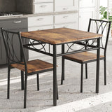 Garvee Essgruppe, 3-teilig für 2 Personen, pflegeleicht, MDF, Retro, Schwarz - Schwarz