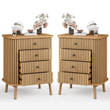 Garvee Kommode mit 4 Schubladen in Bambusoptik, moderne Schubladenkommode aus MDF mit geschwungenem Design, Sideboard für Schlafzimmer und Wohnzimmer