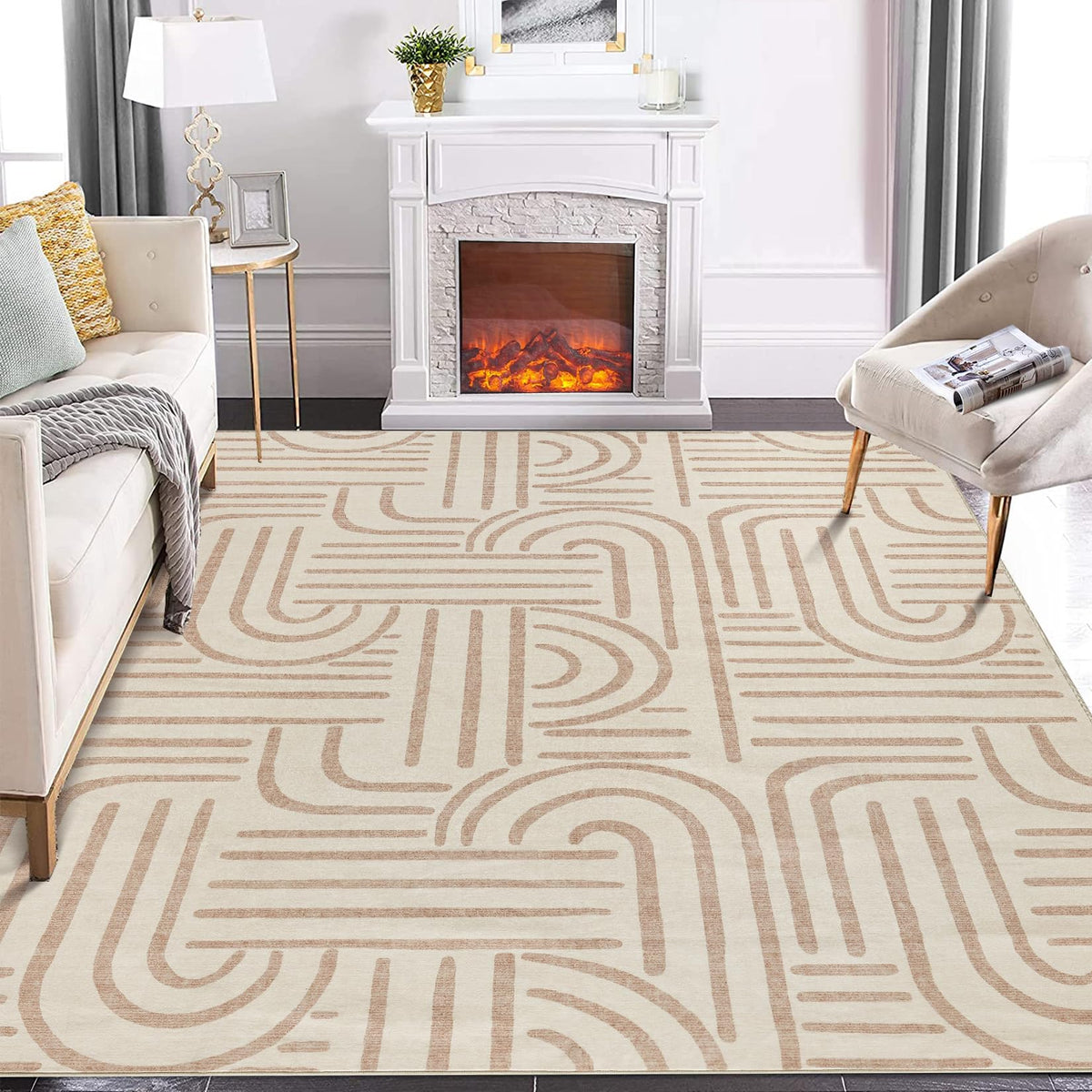 Garvee Waschbarer Kurzflor Teppich 80 x 150 cm Hellgrün Rutschfest Für Wohnzimmer Schlafzimmer