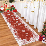 Garvee Romantischer Weihnachtsteppich Mit Farbverlauf-Schneeflocke Rutschfest Für Esszimmer Schlafzimmer Küche Flur Büro 60x180 cm Rot