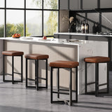 Garvee Barhocker 4er-Set, 62,5 cm, mit Ablage, mit Fußstütze, gepolstert, PU-Kunstleder, Modern, Braun - Braun