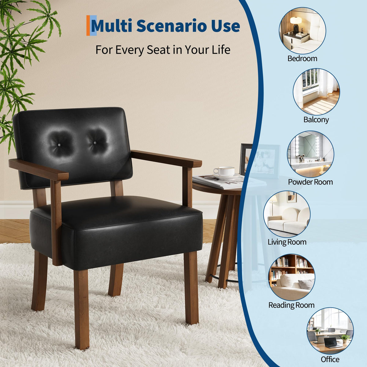 GARVEE Mid-Century Loungesessel Schwarz
