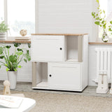 Garvee Katzentoilettenschrank für 2 Katzen, 2-stöckiges Katzenklo-Möbel mit 2 Sisal-Kratzsäulen, Kratzbrett und Ablagefläche, 80 × 50 × 88 cm - Grau