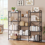 GARVEE Bücherregal, 4 Ebenen, Holzwerkstoff & Metall, verstellbare Ablagen, Schwarz – für Wohnzimmer & Schlafzimmer - Schwarz