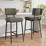 Garvee Barhocker Set 2, 66 cm, Kunstleder, Gepolstert, Metallbeine, Für Kücheninsel & Bar, Grün - Grün