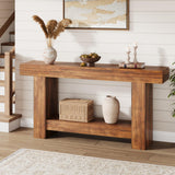 Garvee 63" Farmhouse Konsolentisch 2-Stöckig Rustikal Holz Für Flur Wohnzimmer 63" L X 11.8" D X 31.5" H Braun - Braun