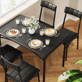 Garvee Essgruppe 5-teilig für 4 Personen, Esstisch mit 4 gepolsterten Stühlen, platzsparend, Schwarz, mit LED, wasserabweisend - Schwarz