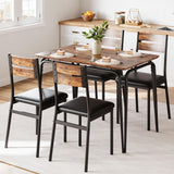 Garvee Esstisch Set für 4 Personen Quadratisch mit Gepolsterten Stühlen MDF Tischplatte Stabiler Metallrahmen Platzsparend für Küche & Esszimmer - 