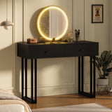 Garvee Schminktisch, LED, 2 Schubladen, Kippschutz, 2 Schubladen, Schwarz - Schwarz
