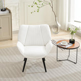 Garvee Sessel aus Cord mit Holzrahmen, Gepolstert, Weiß, für Wohnzimmer & Schlafzimmer - Weiß