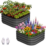 Garvee Metall-Hochbeet im 2er-Set 61 × 61 × 30, 61 × 61 × 30,5 cm, Dun, Dunkelgrau - Dunkelgrau