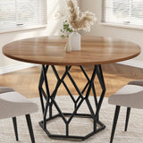 Garvee Runder Esstisch für 4-6 Personen, 119,4 cm, Moderner Landhausstil, Robuster Metallfuß, Holzplatte, Vielseitig für Küche & Esszimmer, pflegeleicht - Schwarz