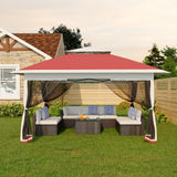 Garvee Pop-up-Pavillon mit Moskitonetz 365, 366 × 366 cm, Moskitonetz, Rot - Rot