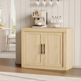 Garvee Sideboard 90 × 37 × 80 cm, Buffetschrank mit 2 Türen, Einlegeboden und Kippschutz, Stauraumschrank für Wohn- und Esszimmer, Natur - Natur