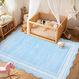 Garvee Waschbarer Teppich Rutschfest Niedrigflor Für Wohnzimmer Schlafzimmer Küche 80x150cm Hellblau