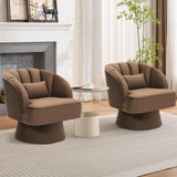 Garvee Moderner drehbarer Barrel Stuhl 360° Samt Gepolstert Komfort Holz Mid-Century Stil Wohnzimmer Schlafzimmer - 