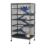 Garvee Kleintierkäfig 81 × 52 × 149 cm, 6 Ebenen mit Plattformen, Rampen und Hängematte, Metallkäfig mit 6 Türen und feststellbaren Rollen