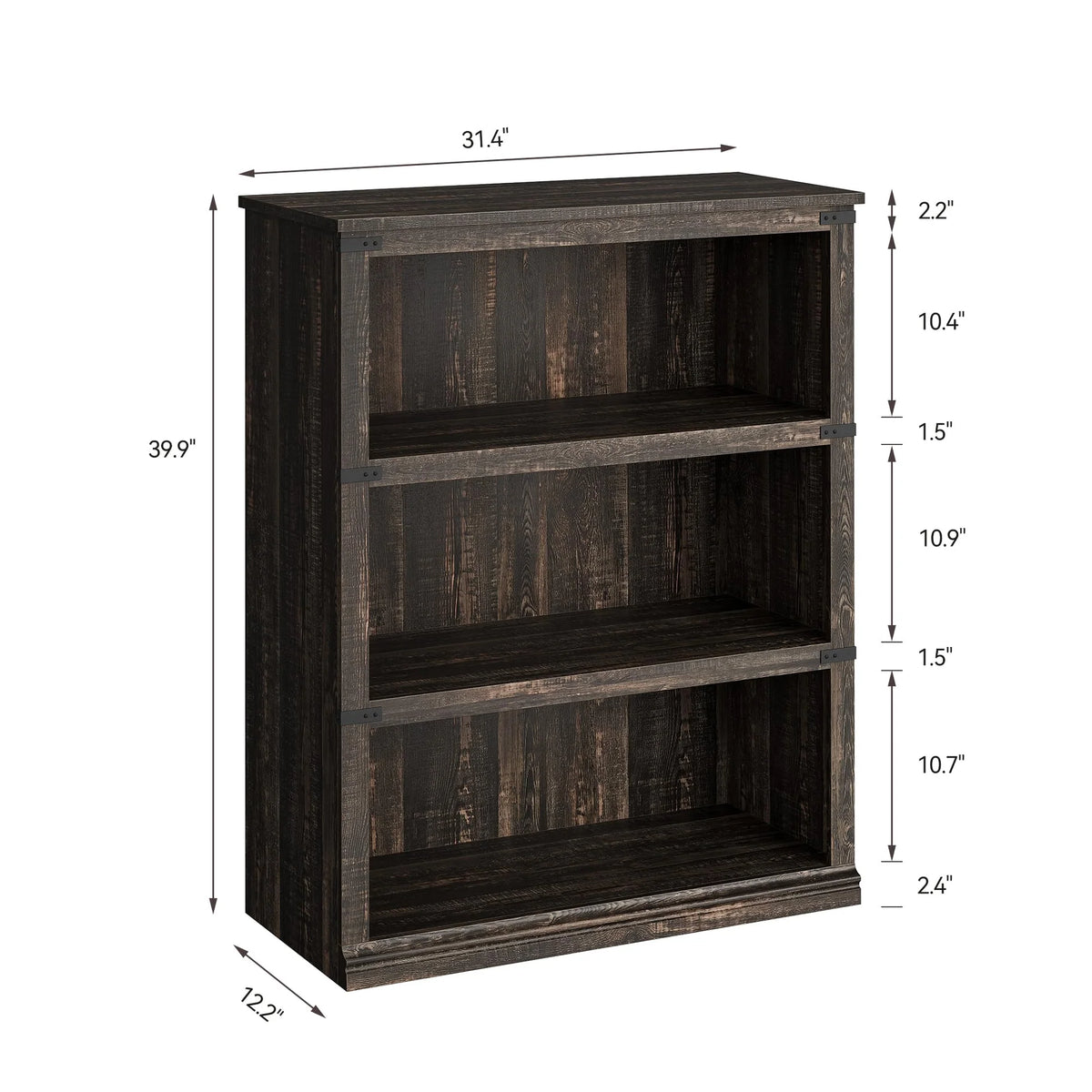 GARVEE Standregal, 4 Ebenen, 80 × 32 × 102 cm, MDF, Industrial-Design, Dunkle Eiche – für Wohnzimmer & Schlafzimmer
