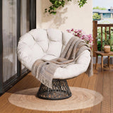 Garvee Papasansessel Rund, Drehbar, Mit Kissen, Rattan, Für Wohnzimmer & Lounge, Ergonomisch - Beige
