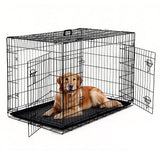 Garvee Hundebox faltbar aus Metall mit 2 Türen, Trennwand, Doppelverriegelung und herausnehmbarer Bodenwanne, für kleine und mittelgroße Hunde