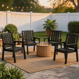Garvee Outdoor Dining Chairs HDPE 650LBS Kapazität Wetterfest Pulverbeschichtet Stahlrahmen Ergonomisch Armlehnen Modern Garten Terrasse Poolside Schwarz - Schwarz