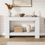 Garvee Weiße antike Bauernhof-Konsole 119cm für Eingangsbereich und Flur, widerstandsfähiges Holz, rustikaler Stil, 2 Ebenen mit Stauraum - Antikweiß