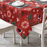 Garvee Weihnachtstischdecke 132 × 132 cm, wasser- & schmutzabweisend aus Polyester mit Rentiermotiv, Rot, mit LED, wasserabweisend - Rot