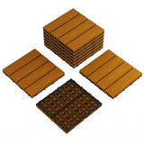 GARVEE 9er Set Terrassenfliesen 30 x 30 cm, Wasserdichte Klickfliesen aus Verbundholz in Teak-Optik, Für Balkon, Terrasse & Garten, Braun - Braun