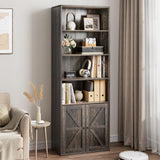 GARVEE Bücherregal mit Türen, 6 Ebenen, MDF, verstellbare Ablagen, Weiß – für Wohnzimmer & Schlafzimmer - Weiß